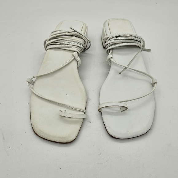 JEFFREY CAMPBELL Agate 2 Leather Sandal Color White Size 8 EU 39 Lace Up - Picture 7 of 14